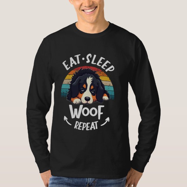 Bernese Mountain Hund Berner Eat Ssov Repeat T Shirt (Framsida)