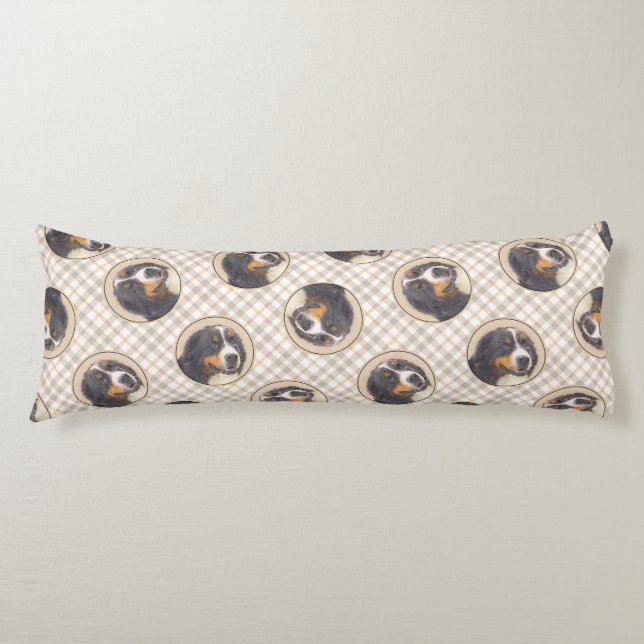 Bernese Mountain Hund Berner Painting Cute Pet Art Kroppskudde (Framsidan)