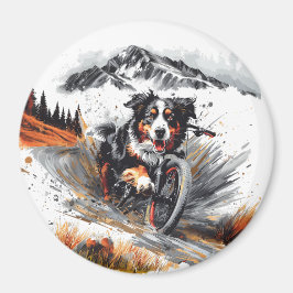 Bernese Mountain Hund Biking in Mountain Magnet