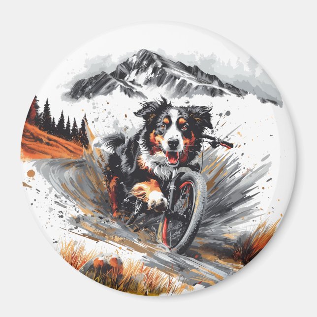 Bernese Mountain Hund Biking in Mountain Magnet (Framsidan)