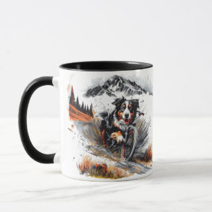 Bernese Mountain Hund Biking in Mountain Mugg