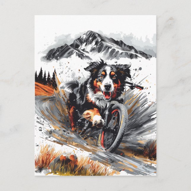 Bernese Mountain Hund Biking in Mountain Vykort (Framsida)