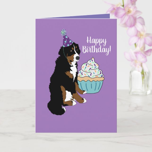 Bernese Mountain Hund Birthday Folets Greeting Car Kort (Orkide)