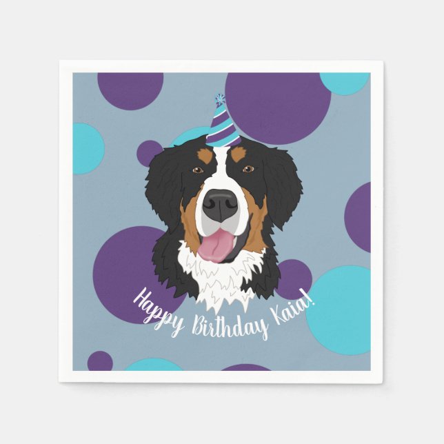 Bernese Mountain Hund Birthday Pappersservett (Framsidan)
