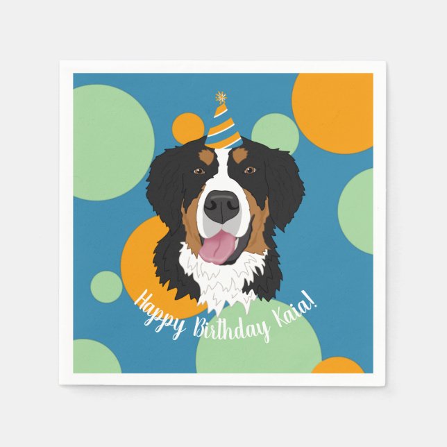 Bernese Mountain Hund Birthday Pappersservett (Framsidan)