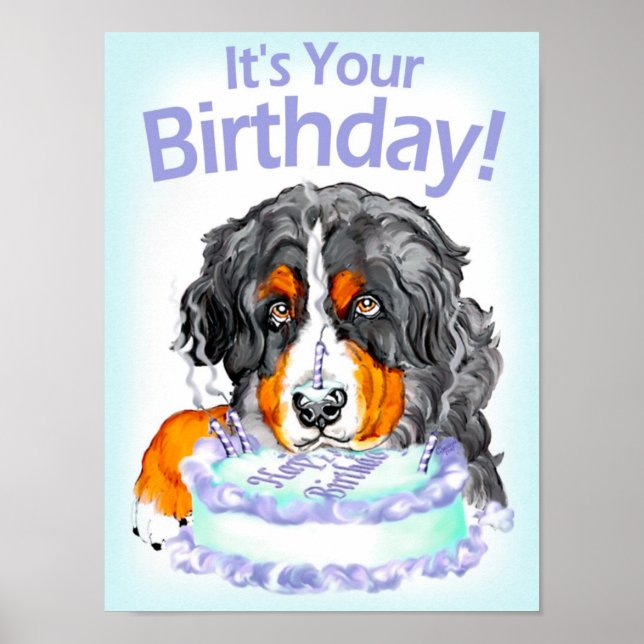 Bernese Mountain Hund Birthday Poster (Framsidan)