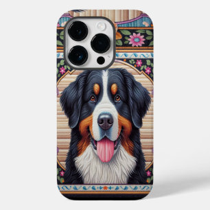 Bernese Mountain Hund Blommigt Colorful Gräns