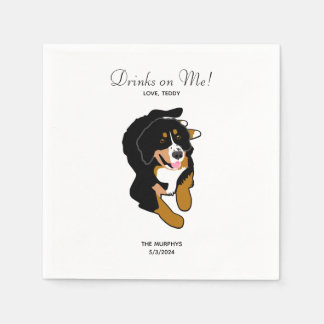 Bernese Mountain Hund Bröllop Cocktail Napkins Pappersservett