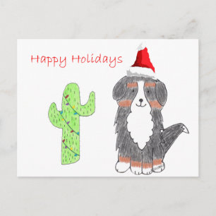 Bernese Mountain Hund Cactus jul Helg Vykort