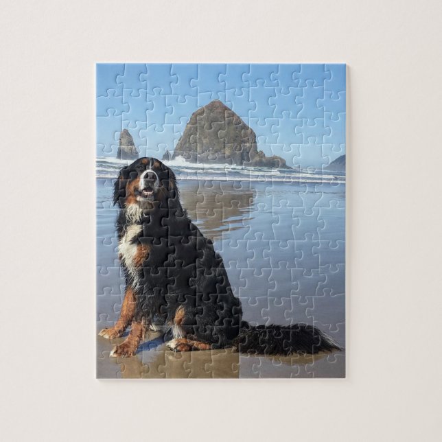Bernese Mountain Hund Cannon Beach Pussel (Vertikal)