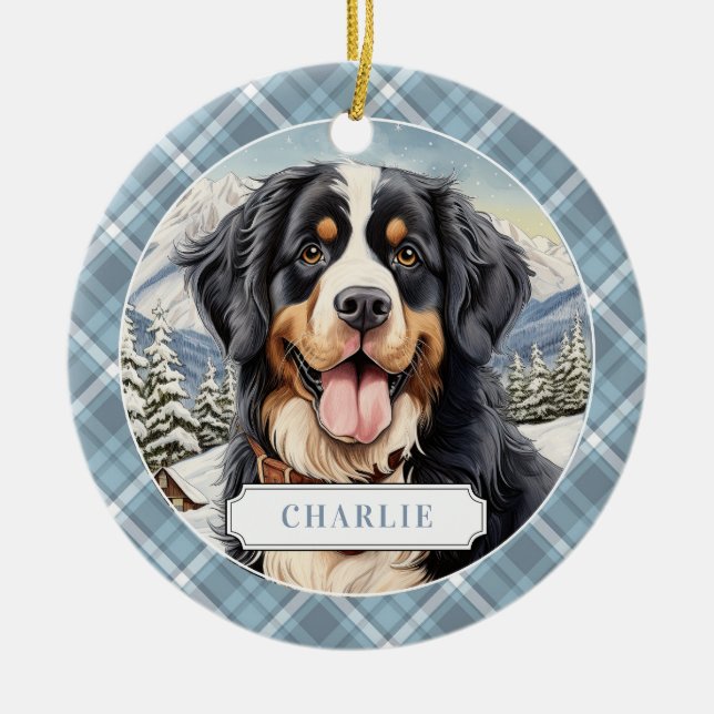 Bernese Mountain Hund Ceramic Circle Ornament (Framsidan)