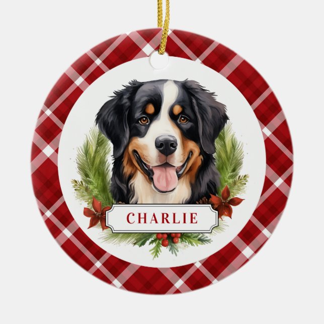 Bernese Mountain Hund Ceramic Circle Ornament (Framsidan)