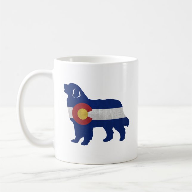 Bernese Mountain Hund Colorado Flagga Silhouette Kaffemugg (Vänster)