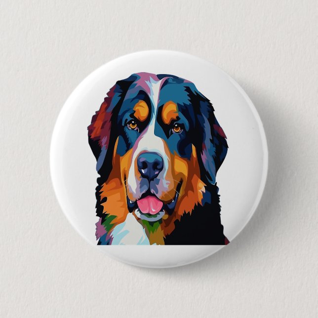 Bernese Mountain Hund Colorful Knapp (Framsida)