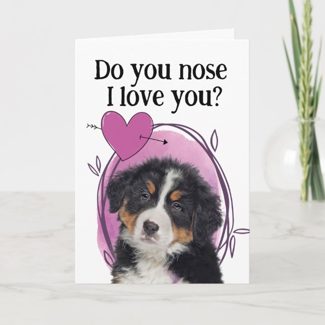Bernese Mountain Hund Customized Valentine Day Helgkort (Framsida)