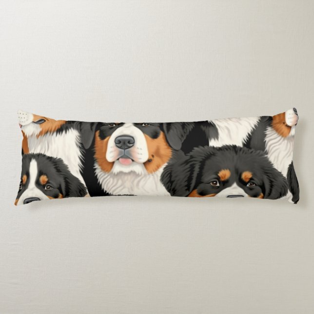 Bernese Mountain Hund Decorative Seamless Mönster Kroppskudde (Framsidan)