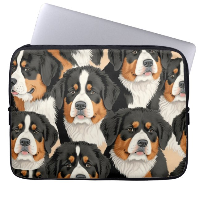 Bernese Mountain Hund Decorative Seamless Mönster Laptop Fodral (Framsidan)