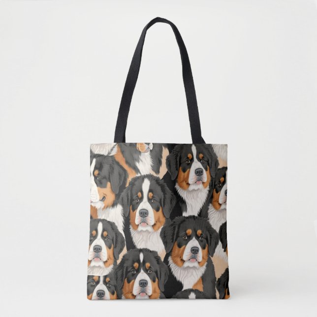 Bernese Mountain Hund Decorative Seamless Mönster Tygkasse (Framsida)