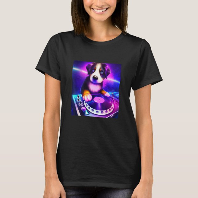 Bernese Mountain hund DJ Vaporwave Aesthetic Boys T Shirt (Framsida)