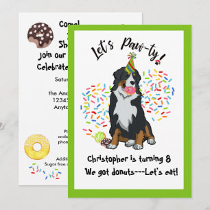 Bernese Mountain Hund Donut Födelsedagsfest Inbjud Kort