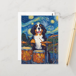 Bernese Mountain Hund Drummer Vykort