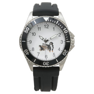 Bernese Mountain Hund Family with Wooden Wagon Armbandsur