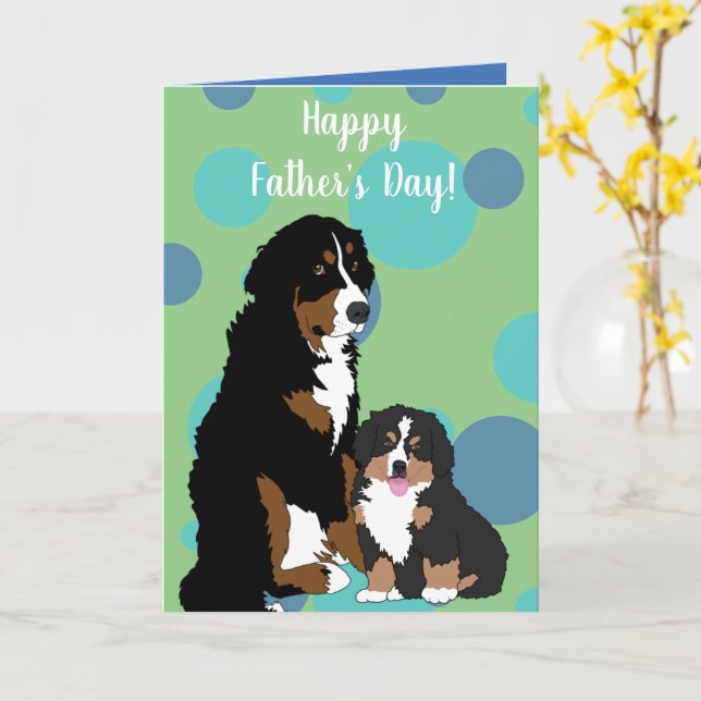 Bernese Mountain Hund Fars dag Card Kort (Gul blomma)
