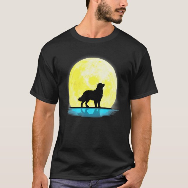 Bernese Mountain Hund Full Moon Light T Shirt (Framsida)