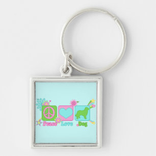 Bernese Mountain Hund Fyrkantig Silverfärgad Nyckelring