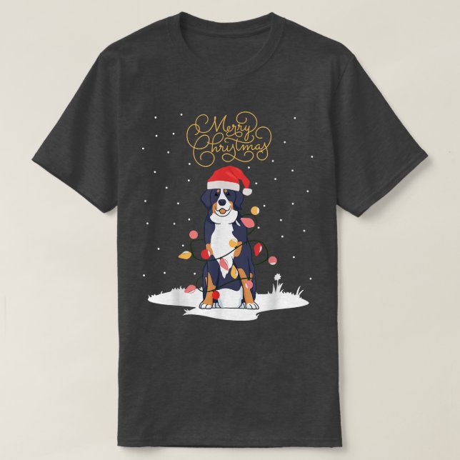 Bernese Mountain Hund God jul Berner Julafton C T Shirt (Design framsida)