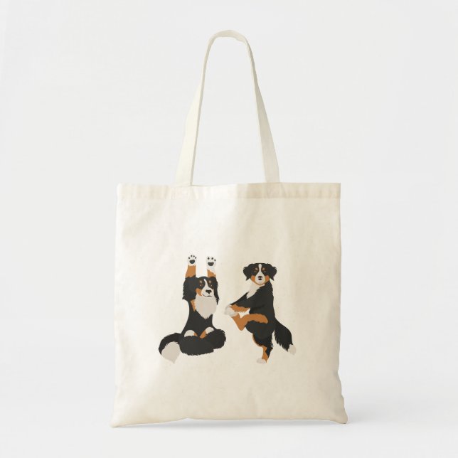Bernese Mountain hund gör yoga Tote-väska Tygkasse (Framsidan)