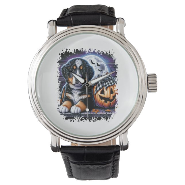 Bernese Mountain Hund Halloween Armbandsur (Framsida)