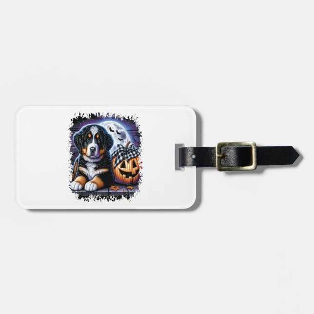 Bernese Mountain Hund Halloween Bagagebricka (Horisontell Framsida)