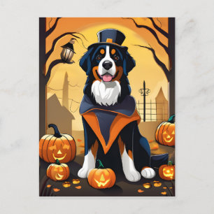 Bernese Mountain Hund Halloween Card Vykort