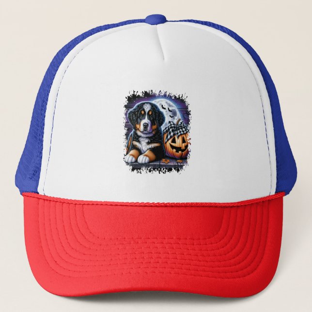 Bernese Mountain Hund Halloween Keps (Framsida)