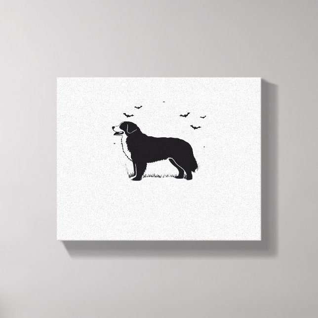 Bernese Mountain Hund - Halloween Måne Silhouette  Canvastryck (Framsida)