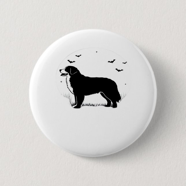 Bernese Mountain Hund - Halloween Måne Silhouette  Knapp (Framsida)