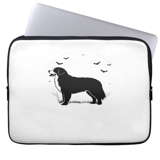 Bernese Mountain Hund - Halloween Måne Silhouette  Laptop Fodral (Framsidan)
