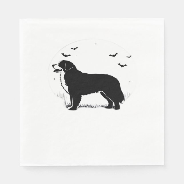 Bernese Mountain Hund - Halloween Måne Silhouette  Pappersservett (Framsidan)