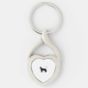 Bernese Mountain Hund - Halloween Måne Silhouette Twisted Heart Silverfärgad Nyckelring