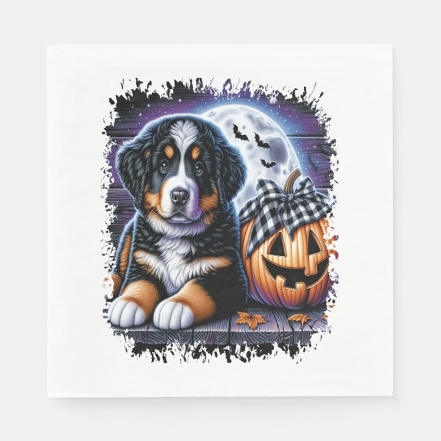 Bernese Mountain Hund Halloween Pappersservett (Framsidan)