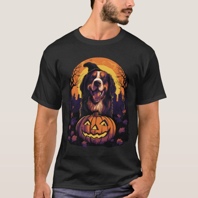 Bernese Mountain Hund Halloween T Shirt (Framsida)