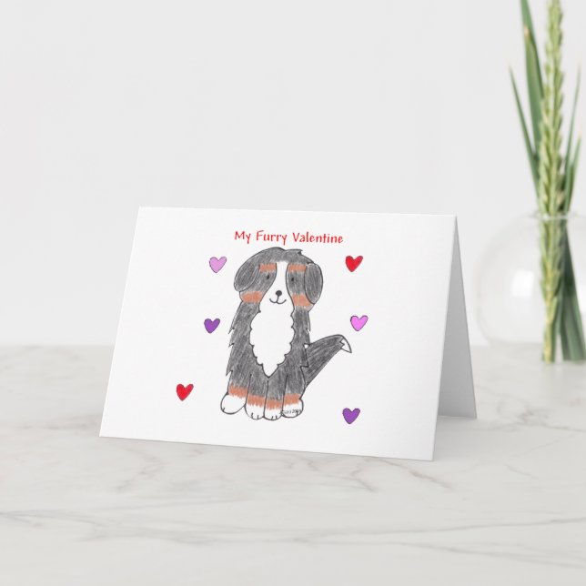 Bernese Mountain Hund Hårig Valentine Helgkort (Framsida)