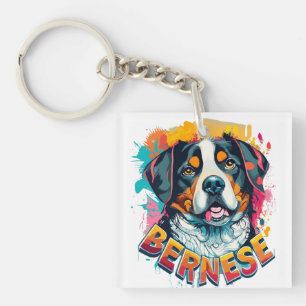 Bernese Mountain Hund Head Vibrant Färg Stänk