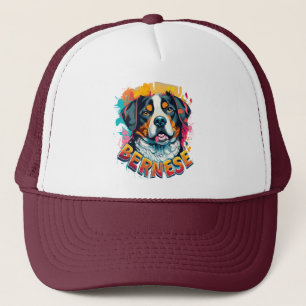 Bernese Mountain Hund Head Vibrant Färg Stänk Keps