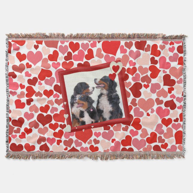 Bernese Mountain hund Heart Throw Blanket Filt (Framsidan)