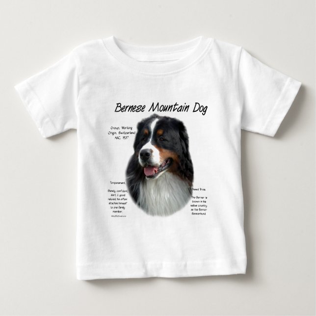 Bernese Mountain Hund History; Allt om Berners T-shirt (Framsida)