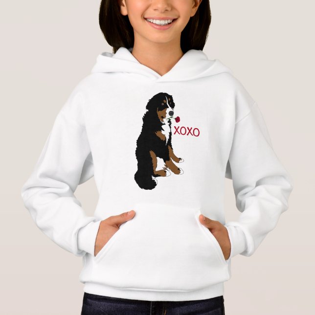 Bernese Mountain Hund Hoodie T Shirt (Framsida)