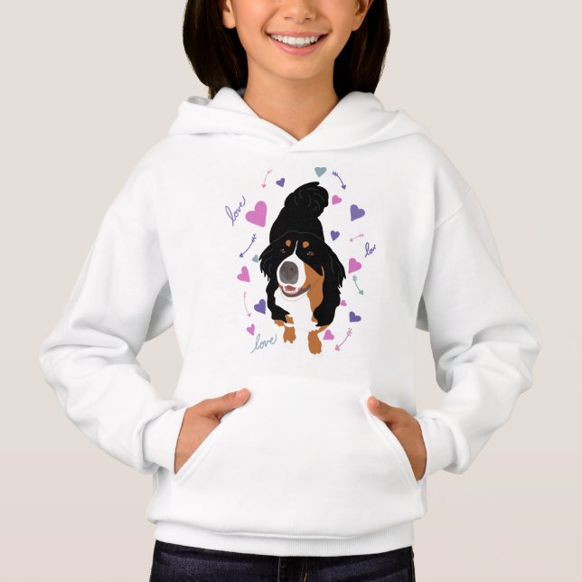 Bernese Mountain Hund Hoodie T Shirt (Framsida)