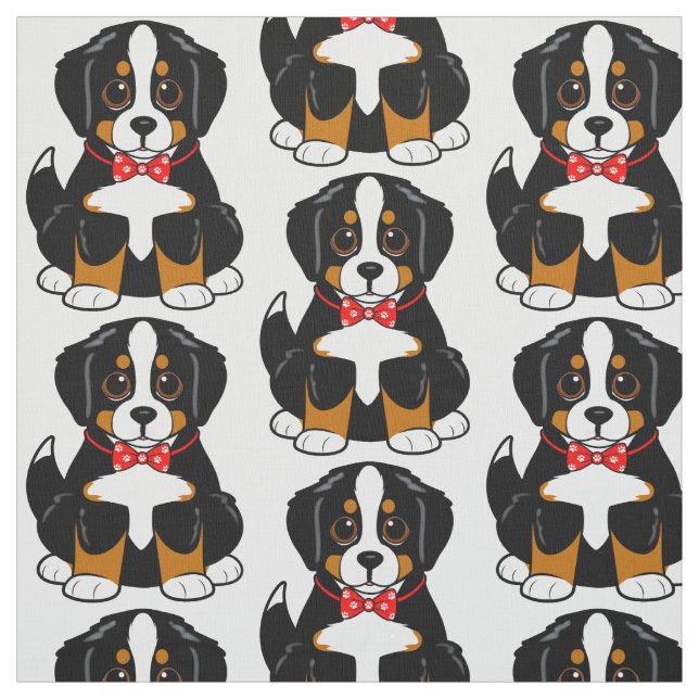 Bernese Mountain-Hund i Bow Tie Fabric Tyg (Provkarta)